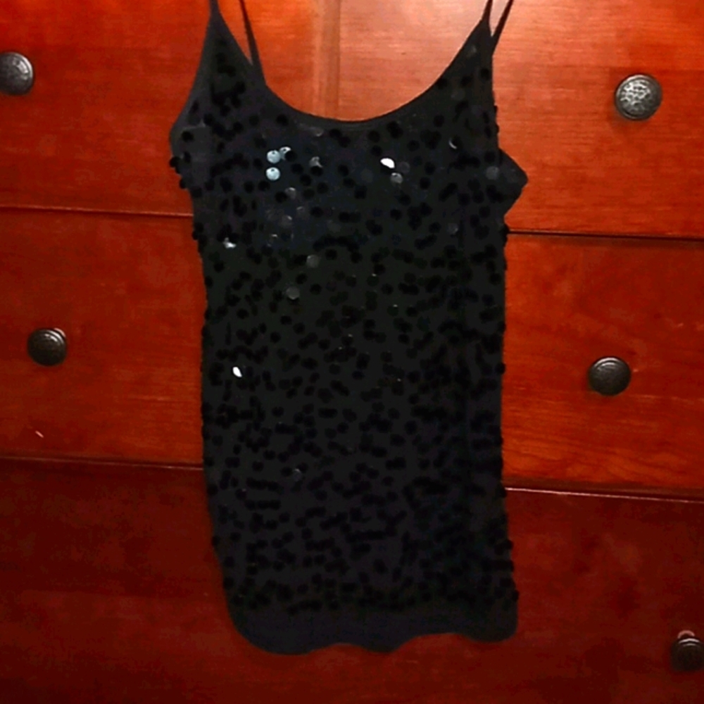 Black sequined top